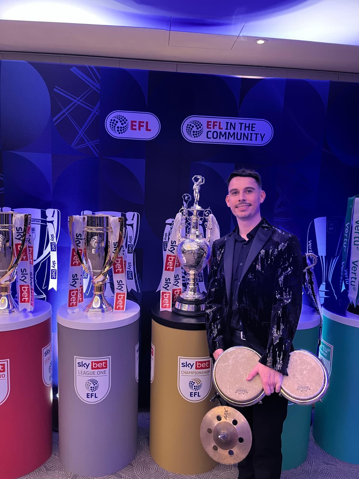 James performing at an EFL event